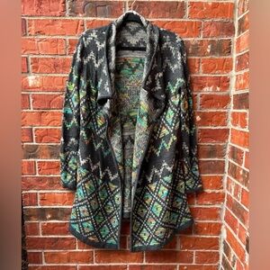 Altar'd State Womens Small Southwestern Boho Multiprint Open Long Cardigan